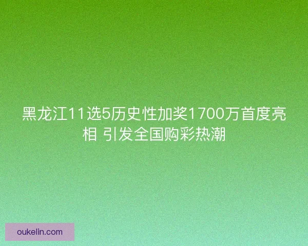黑龙江11选5历史性加奖1700万首度亮相 引发全国购彩热潮