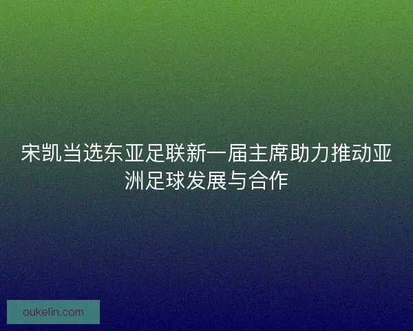 宋凯当选东亚足联新一届主席助力推动亚洲足球发展与合作